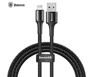 CABLU alimentare si date Baseus Halo, Fast Charging Data Cable pt. smartphone, USB la Lightning iPhone 2.4A, brodat, LED, 1m, negru 