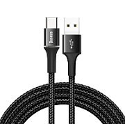 CABLU alimentare si date Baseus Halo, Fast Charging Data Cable pt. smartphone, USB la USB Type-C 3A, brodat, LED, 1m, negru 