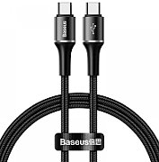 CABLU alimentare si date Baseus Halo, Fast Charging Data Cable pt. smartphone, USB Type-C la USB Type-C 60W(20V/3A), brodat, 1m, negru 