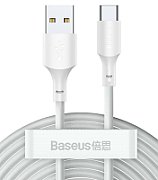 CABLU alimentare si date Baseus Simple Wisdom, Fast Charging Data Cable pt. smartphone, USB Type-C la Lighting iPhone PD 20W (2buc/set), 1.5m, alb 