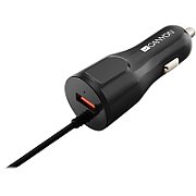 CANYON C-033 Universal 1xUSB car adapter, plus Lightning connector, Input 12V-24V, Output 5V/2.4A(Max), with Smart IC, black glossy, cable length 1.2m, 77*30*30mm, 0.041kg, Russian_1