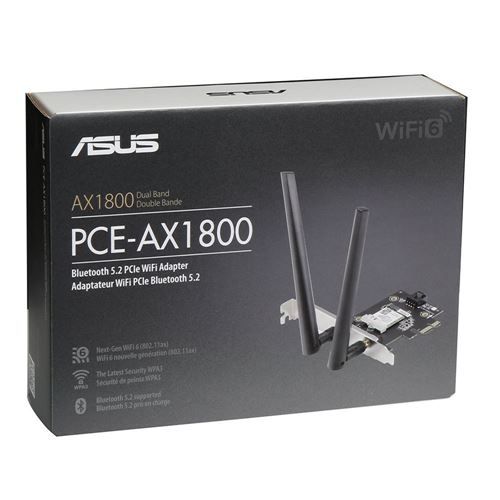 ASUS PCE-AX1800 Wifi AX1800 Bluetooth 5.2 PCIe adapter, WI-FI 6, WPA3, OFDMA. MU-MIMO, Standarde retea: WiFi 6 (802.11ax), Viteza: 1800Mbps, 2 x antene externe._2