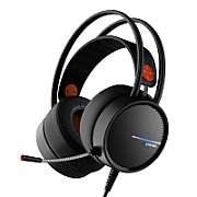 CANYON Gaming headset 3.5mm jack plus USB connector for LED backlight, adjustable microphone and volume control, with 2in1 3.5mm adapter, cable 2M, Black and Orange, 0.36kg_1