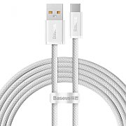 CABLU alimentare si date Baseus Dynamic, Fast Charging Data Cable pt. smartphone, USB la USB Type-C 100W, brodat, 2m, alb 