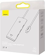 HUB extern Baseus Lite, porturi USB: USB 3.0 x 4, conectare prin USB Type-C, lungime 1m, alb, 