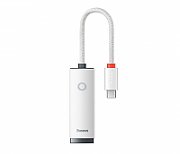 ADAPTOR RETEA Baseus Lite, USB Type-C to RJ-45 10/100 Mbps Adapter, LED, alb 