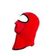 Cagula calduroasa, ce lasa pielea sa respire, perforata la gura si nas pentru a respira mai bine, culoare rosu, material fleece(polar) poliester si membrana windstopper in partea din fata si frunte