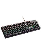 Wired black Mechanical keyboard With colorful lighting system104PCS rainbow backlight LED,also can custmized backlight,1.8M braided cable length,rubber feet,English layout double injection,Numbers 104 keys,keycaps,0.7kg, Size 429*124*35mm_1