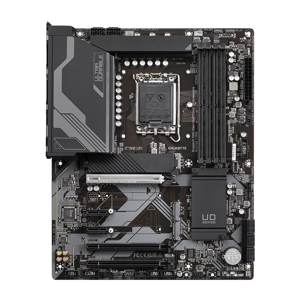 Placa de baza GIGABYTE Z790 UD LGA 1700   Intel® Socket LGA 1700：Support 13th and 12th Gen Series Processors Unparalleled Performance：Twin 16*+1+１ Phases Digital VRM Solution Dual Channel DDR5：4*SMD DIMMs with XMP 3.0 Memory Module Support Next Generation Storage：3*PCIe 4.0 x4 M.2 Connectors_3