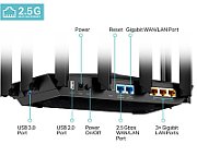 ROUTER TP-LINK wireless 7800Mbps, 1 2.5 Gbps WAN/LAN port + 1 1 Gbps WAN/LAN port + 3 Gigabit LAN ports + 2 USB, 2.4 Ghz/5 Ghz dual band, 8 antene externe, WI-FI 6 