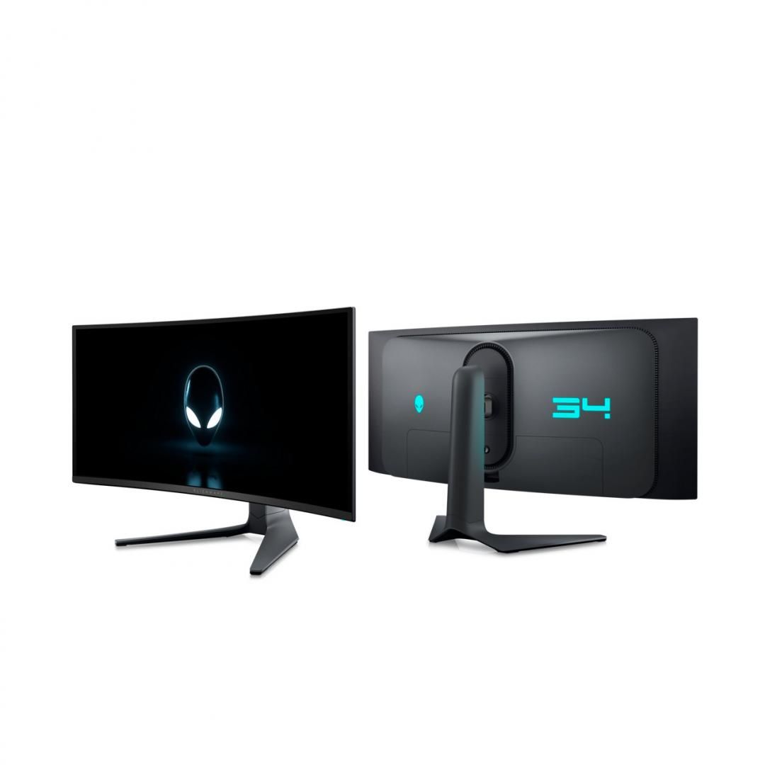 Monitor Dell Gaming Alienware 34'' AW3423DWF, 86.82 cm, Maximum preset resolution: DisplayPort: 3440 x 1440 at 165 Hz, HDMI: 3440 x 1440 at 100 Hz, Screen type Color Active Matrix, Panel technology QD OLED, Backlight OLED, Faceplate coating Anti reflection, Aspect ratio 21:9, Pixel per inch (PPI)_1