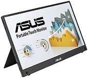 ASUS ZenScreen Touch MB16AHT portable monitor — 15.6-inch FHD (1920 x 1080), IPS, aspect ratio: 16:9, brightness: 250cd/cm2, contrast: 700:1, response time: 5ms(GtG), refresh rate: 60Hz, 10-point touch, USB-C x 2 (DP Alt Mode), Earphone Jack, Mini-HDMI, ergo kickstand, tripod socket, ASUS Flicker_1