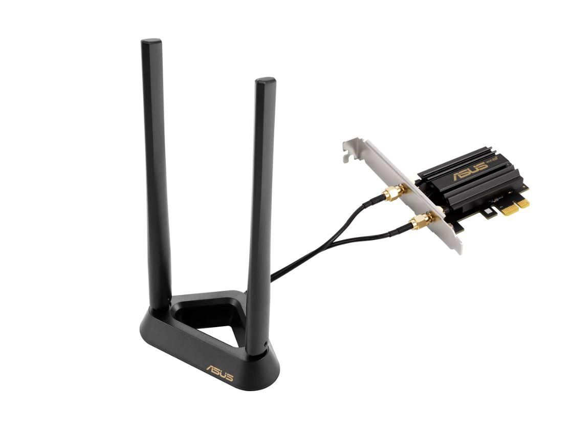 ASUS PCE-AXE59BT Wifi si Bluetooth 5.2 PCIe adapter, WI-FI 6, 2.4GHz / 5GHz / 6GHz, greutate: 78.4G, 2 x Antene externe, PCI-Express x 1._3