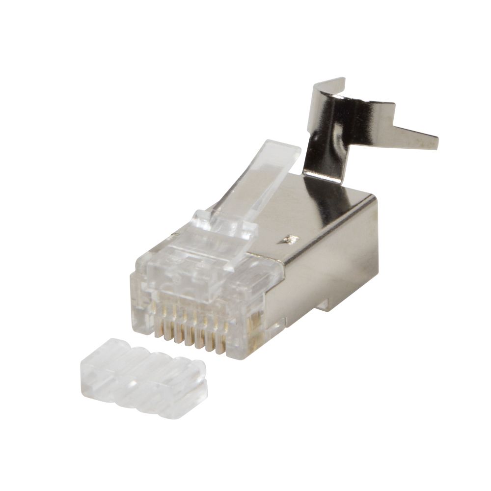 MUFA RJ-45 LOGILINK pt. cablu UTP, FTP, SFTP, Cat5e | Cat6 | Cat6a | Cat7 | Cat7a | Cat8.1, RJ-45 (T), ecranat, plastic cu metal, pt. AWG 22-24, dim. cablu 8mm, pt. cablu solid Cat.6A si Cat.7, 10 buc,  MP0030 