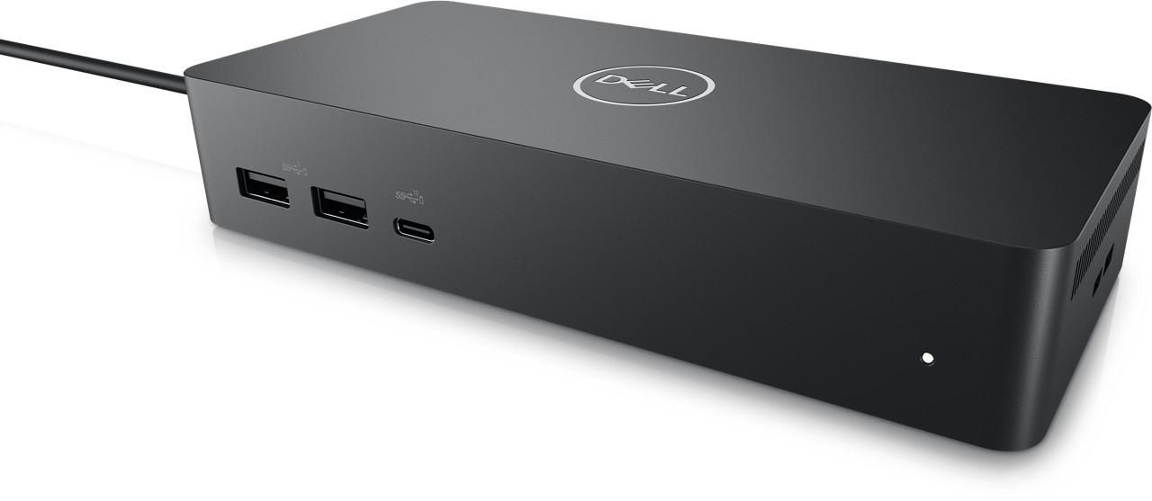 Dell Universal Dock UD22, MAX RESOLUTION: 5K @ 60Hz with HBR3 systems supporting Display Stream Compression, VIDEO INTERFACES: 1 x HDMI 2.0, 2 x DP 1.2, 1 x USB-C 3.2 Gen2 with DisplayPort 1.4 Alt Mode, USB PORTS: USB-A: 4 x USB 3.2 Gen 2 (1 with PowerShare); USB-C: 1 x USB 3.2 Gen 2 with_5