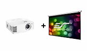 Pachet proiectie Home Cinema cu VideoproiectorOPTOMA UHD38x, 4K Ultra HD si Ecran manual ELITESCREENS M135XWH_1