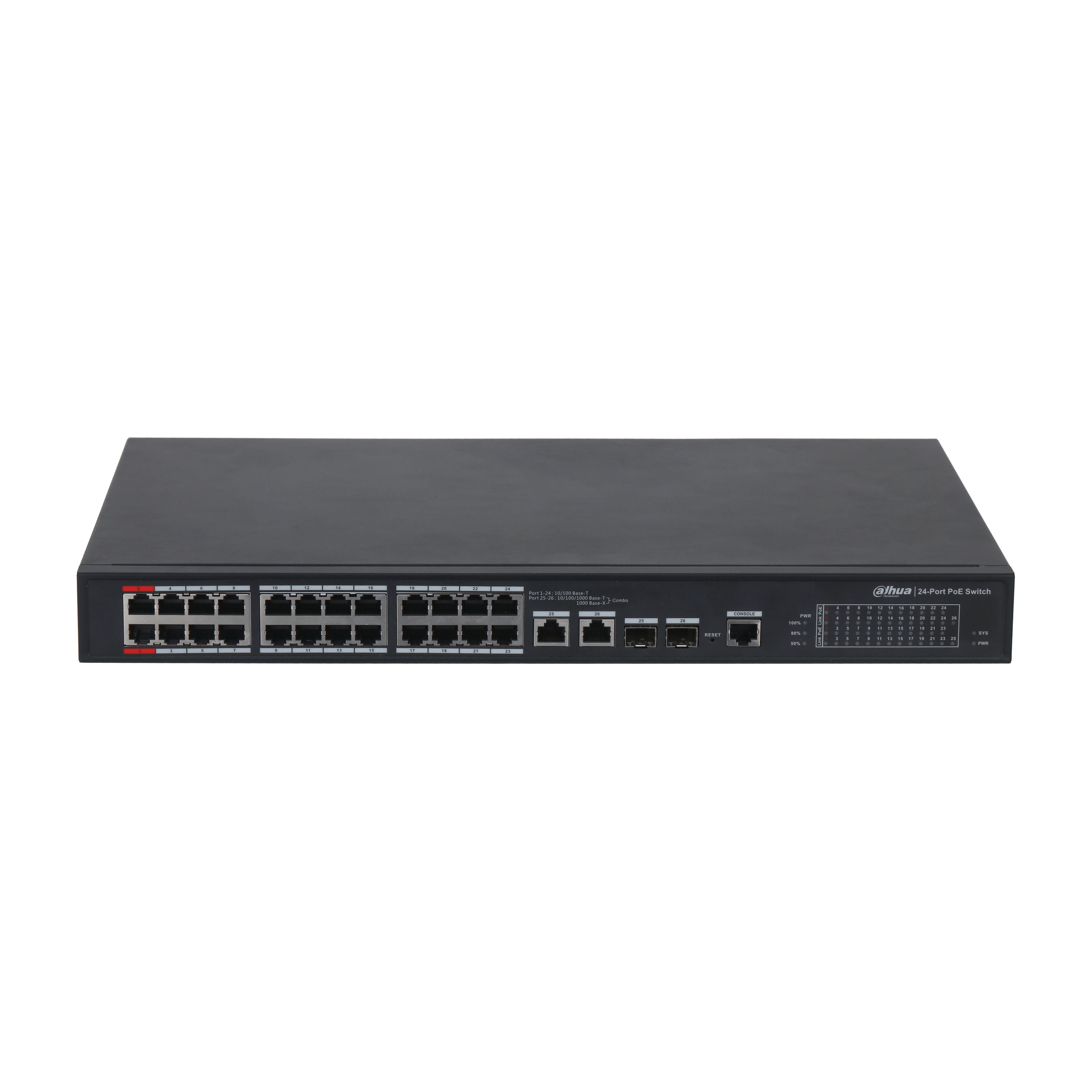 Switch Dahua PFS4226-24ET-360-V3, 24 porturi 10 / 100 Mbps