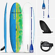 PADDLE BOARD iggy, stand up, gonflabila, dimensiuni L x l x h 305 x 81 x 15 cm, protectie single layer, suprafata anti-alunecare, 1 aripioara mare + 2 aripioare mici incluse, accesorii incluse, galben + albastru 