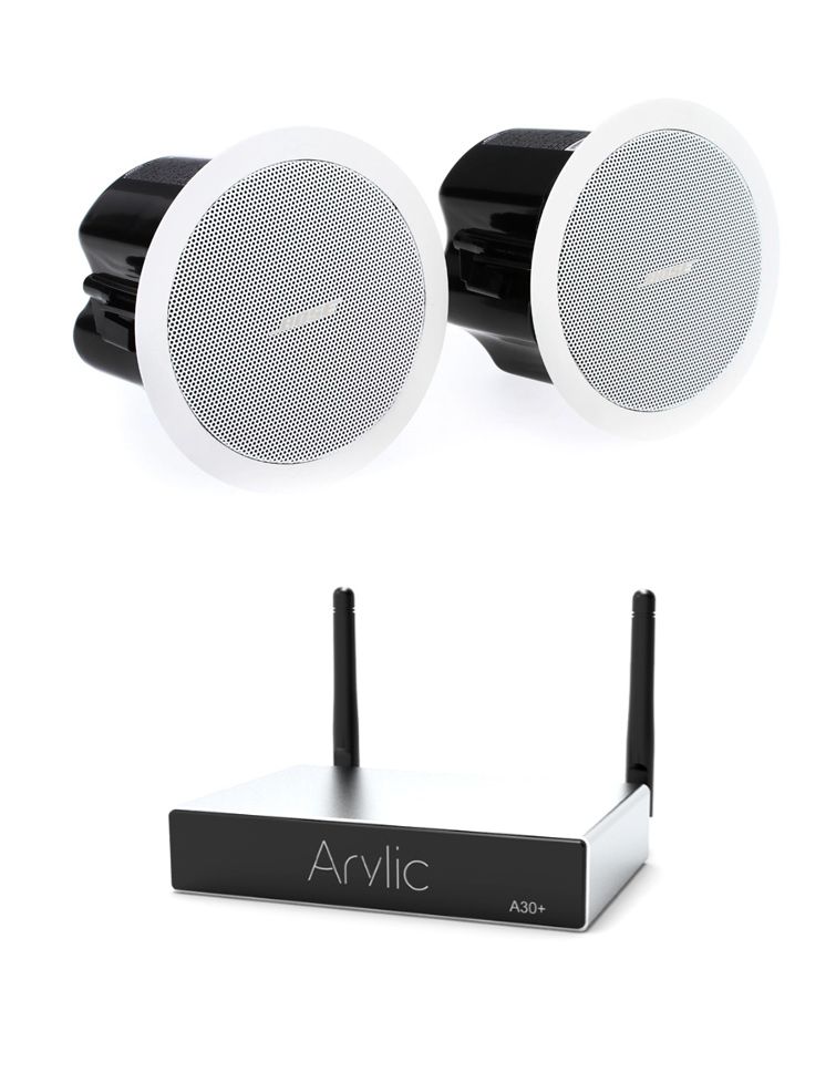 Pachet sonorizare stereo cu Arylic A30+ si 1 pereche BOSE FS2C Alb, WiFi Streaming, Internet Radio, Bluetooth