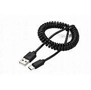 CABLU alimentare si date GEMBIRD, pt. smartphone, USB 2.0 (T) la USB 2.0 Type-C (T),  0.6m, spiralat, negru, 