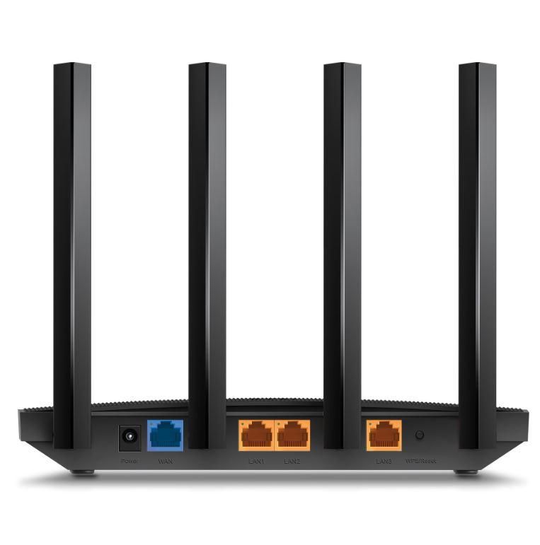 TP-LINK Wireless Router AX1500 WI-FI6, DUAL-BAND, ARCHER AX12; Standarde wireless: IEEE 802.11ax/ac/n/a 5 GHz, IEEE 802.11n/b/g 2.4 GHz, viteze wireless: 5 GHz: 1201 Mbps (802.11ax) 2.4 GHz: 300 Mbps (802.11n), 4 x antene fixe, mod router, mod access point, interfata: 1× port WAN Gigabit, 3× porturi_4