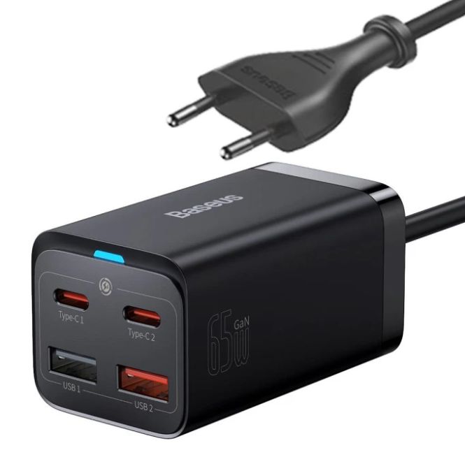 INCARCATOR RETEA Baseus GaN3 Pro Powerstrip, Quick Charge 100W, 1 x AC, 2 x USB Type-C Output 5V/3A, 2 x USB, include cablu USB Type-C la USB Type-C 100W lungime 1m, negru  PSZM000401  (include TV 0.75lei) - 6932172604233