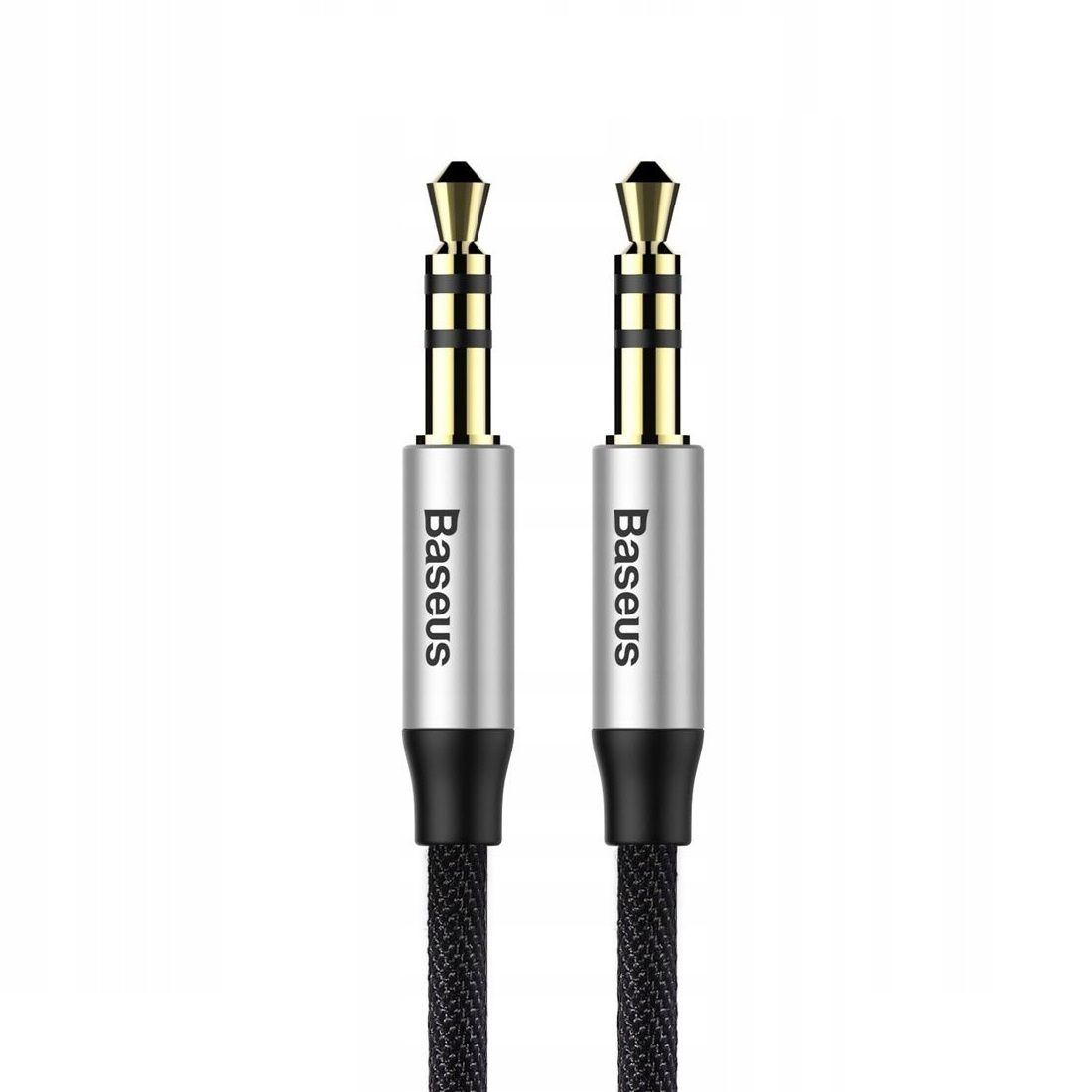 CABLU audio Baseus Yiven, stereo (3.5 mm jack T/T), conectori auriti, 1.5m, argintiu + negru 