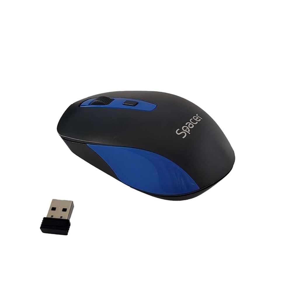 MOUSE Spacer, PC sau NB, wireless, 2.4GHz, optic, 1600 dpi, butoane/scroll 4/1, negru cu albastru, baterii incluse 2x AAA,  SPMO-WS01-BKBL  (include TV 0.18lei)