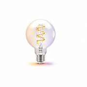 Bec LED RGB inteligent WiZ Connected Filament Clear G95, Wi-Fi, E27, 6.3W (40W), 470 lm, lumina alba si color (2200-6500K), compatibil Google Assistant/Alexa/Siri