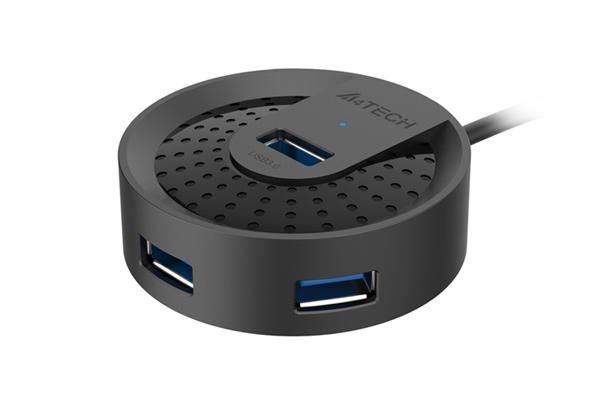 HUB extern A4TECH, porturi USB-A: USB 3.0 x 4, conectare prin USB , cablu 1.0 m, negru, 