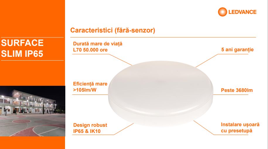 Plafoniera LED pentru exterior Ledvance SURFACE SLIM SQUARE 350, 35W, 3680 lm, lumina neutra (4000K), IP65/IK10, 350x350x55mm, Alb_3