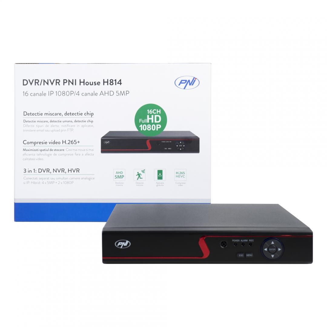 DVR / NVR PNI House H814 - 16 canale IP full HD 1080P sau 4 canale analogice 5MP, Numar canale video: 4 canale, Compresie video: H.265, rEZOLUTIE: Analog: 4 x 5MP IP: 16 x 1080P / 8 x 5MP Hibrid: 4 x 5MP + 2 x IP 1080P, IESIRE: 1080P(VGA) / 1080P(HDMI), sTOCARE: maxim 1 x 14 TB HDD (nu este inclus)_8