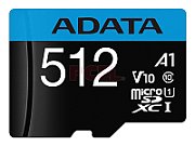 CARD MicroSD ADATA, 512 GB, MicroSDXC, clasa 10, standard UHS-I U1,  AUSDX512GUICL10A1-RA1  (timbru verde 0.03 lei)