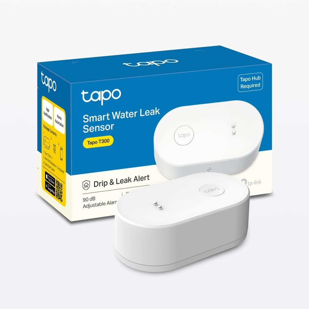 TP-LINK TAPO T300, Senzor smart de scurgeri de apa (necesită Hub Tapo), Wireless: 868, Alimentare: 2 baterii tip AAA (incluse), Dimensiuni: 84.5 × 46.5 × 30 mm._2