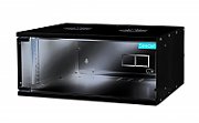CABINET 19  SPACER     4U 600x600mm, fixare pe perete, Flatpack (dezasamblat),  Black, usa sticla cu blocare, panouri detasabile, otel 1.5mm, sarcina maxima 60Kg,  SPCW-4U-600-BK-03 
