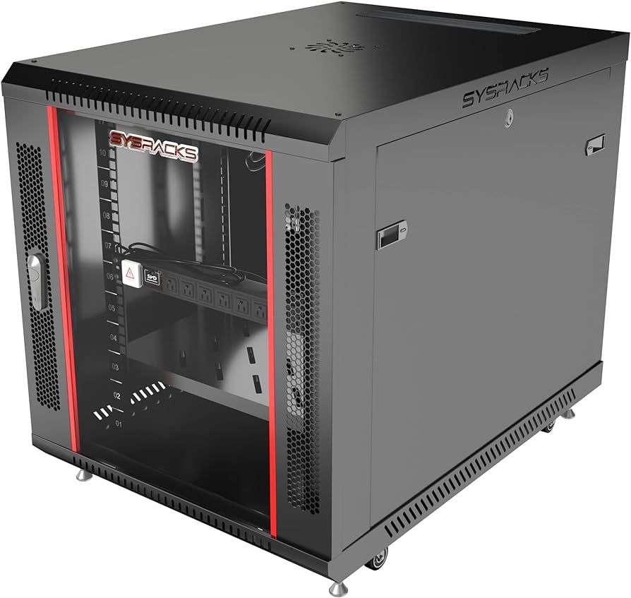 CABINET 19  SPACER    12U 600x600mm, fixare pe perete, Flatpack (dezasamblat),  Black, usa sticla cu blocare, panouri detasabile, otel 1.5mm, sarcina maxima 60Kg,  SPCW-12U-600-BK-03 