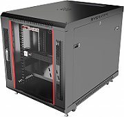 CABINET 19  SPACER    12U 600x600mm, fixare pe perete, Flatpack (dezasamblat),  Black, usa sticla cu blocare, panouri detasabile, otel 1.5mm, sarcina maxima 60Kg,  SPCW-12U-600-BK-03 
