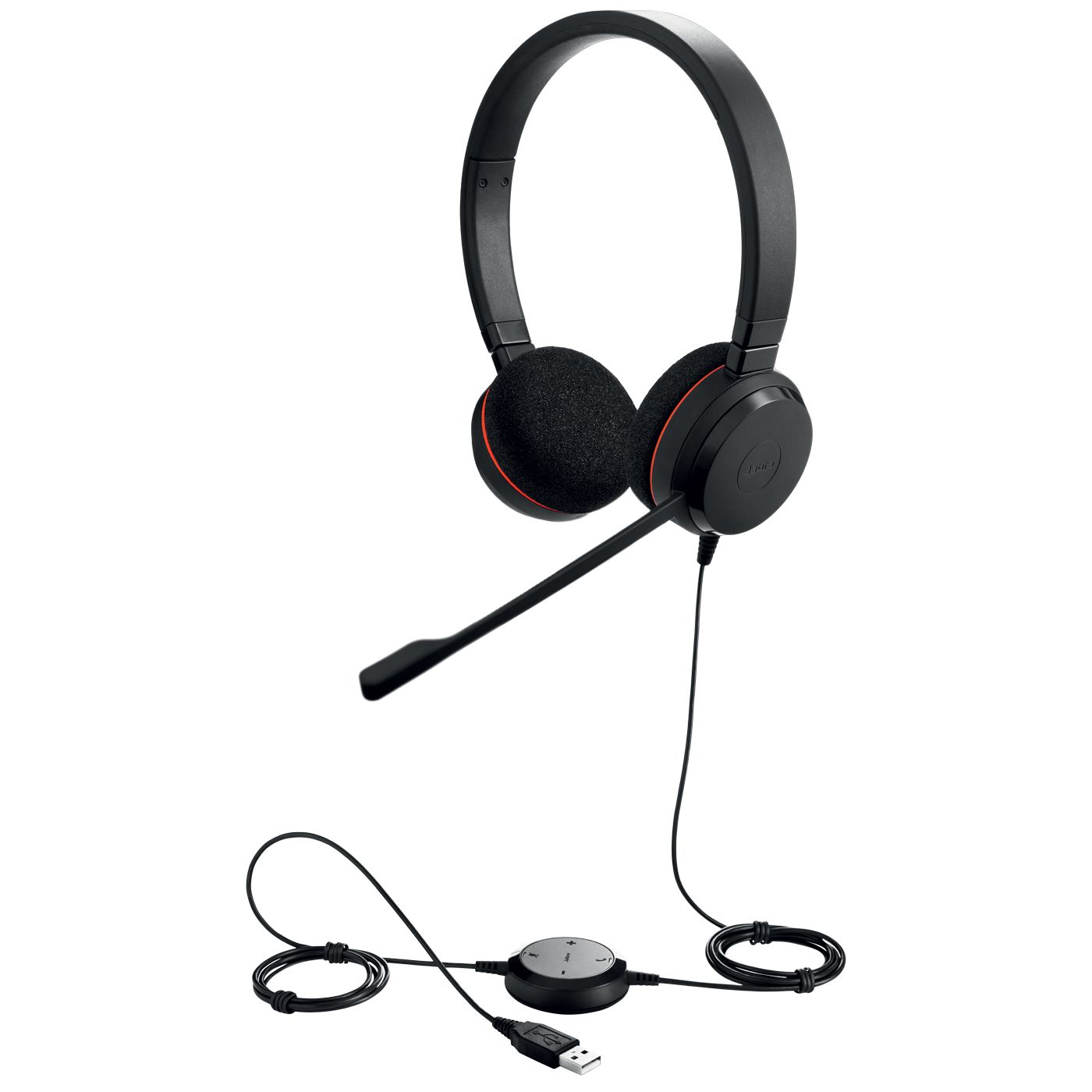 Jabra EVOLVE 20 UC Stereo USB Headband, Noise cancelling, USB connector, with mute-button and volume control on the cord, with foam ear cushion_2