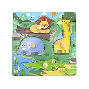 PUZZLE DIN LEMN CU ANIMALE, 4 PIESE_1