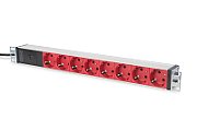 Digitus aluminum outlet strip with pre-fuse, 8 safety outlets, 2 m supply IEC C14 plug_1