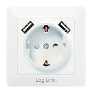 PRIZA LOGILINK, pentru perete, Schuko x 1, USB x2 5V/2.1A , 230V AC, 50 Hz, alb 