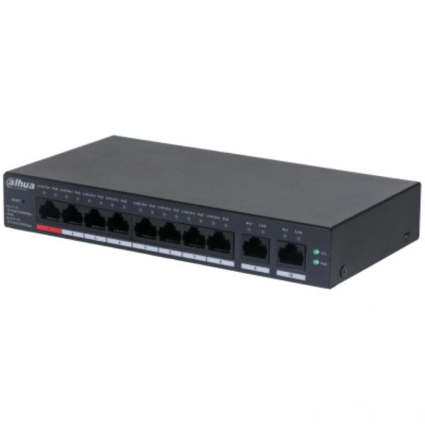 Dahua 10-Port Cloud Managed Desktop Gigabit Switch cu 8-Port PoE, CS4010-8GT-110, Interfata: Port 1-8: 8 × RJ-45 10/100/1000 Mbps (PoE); Port 9-10: 2 × RJ-45 10/100/1000 Mbps（uplink）, Managed, Layer 2, Switching Capacity: 20 Gbps, Packet Forwarding Rate: 14.88 Mpps, Standarde retea:  IEEE802.3_2