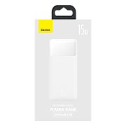 POWER BANK Baseus Bipow, 20000mAh, 15W, 2 x USB; 1 x USB Type-C, digital display pt. status baterie, total 3A, alb, 