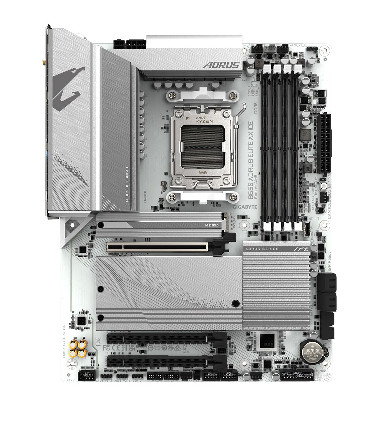 Placa de baza GIGABYTE B650 AORUS ELITE AX ICE, socket AM5, 4x DDR5 UDIMM, 4x SATA, 3x NVMe, 17x USB-A, 2x USB-C, ATX