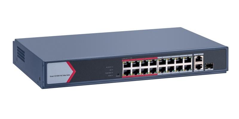 Switch Hikvision DS-3E1318P-EI/M, 16 porturi 10 / 100 Mbps