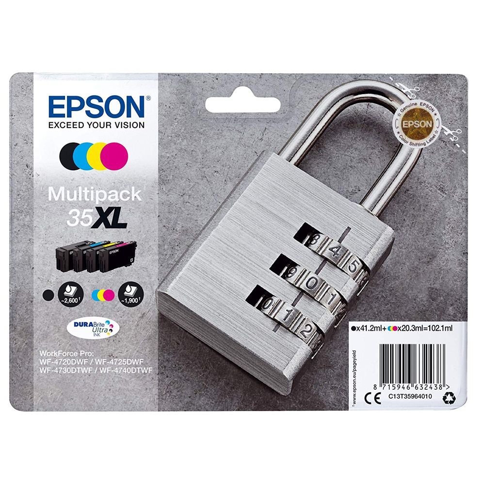 Cartus cerneala Epson C13T35964010 ,Black/tri-color ,BK-2600 pagini / CMY - 1900 pagini ,Original (35XL CMYK) 