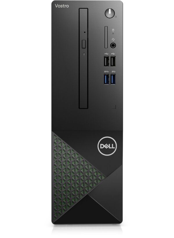 Desktop Vostro 3710 SFF, 180W Green Mesh TPM, No Media Card Reader, 12th Gen Intel(R) Core(TM) i5-12400 processor (6-Core, 18M Cache, 2.5GHz to 4.4GHz), Intel UHD Graphics 730 with shared graphics memory, 8GB, 8Gx1, DDR4, 3200MHz, 256GB M.2 PCIe NVMe Solid State Drive, Tray load DVD Drive (Reads and_3