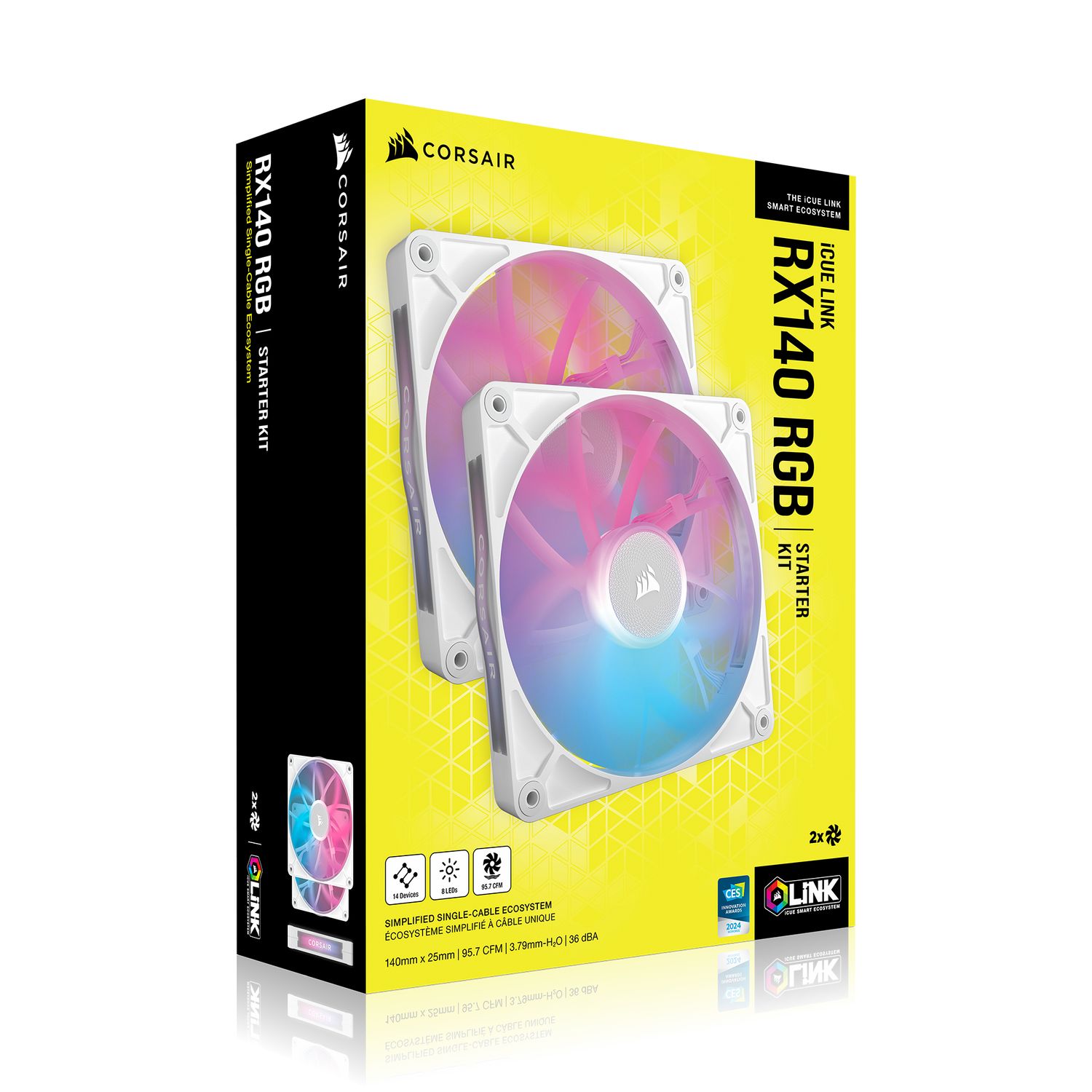 Ventilatoare Carcasa CORSAIR iCUE LINK RX140 2x140mm RGB ALB, viteza 0.300-1700 RPM +/- 10%, Airflow: 18.1-95.7 CFM, Presiune Statica: 0.15-3.79 mm-H2O, Nivel de zgomot: 10-36dBA, Prindere magnetica, Lungime cablu 135mm, 600mm_12