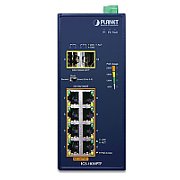 PLANET IP30 Ind 8-P 10/100/1000T Fara management Gigabit Ethernet (10/100/1000) Power over Ethernet (PoE) Suport Albastru