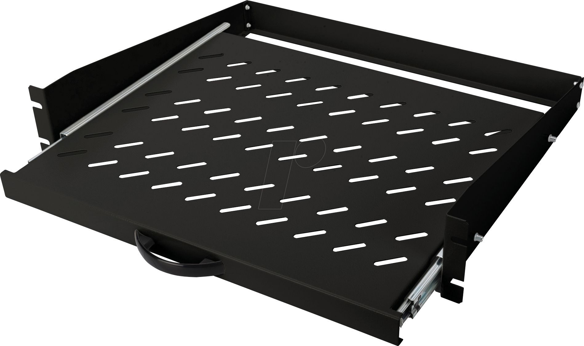 2U extendib. shelf for cabinets from 450 mm depth 88x483x352 mm, up to 30 kg, black (RAL 9005)